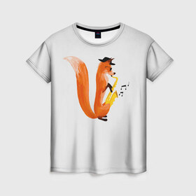 Женская футболка 3D с принтом Джаз Лис в Новосибирске, 100% полиэфир ( синтетическое хлопкоподобное полотно) | прямой крой, круглый вырез горловины, длина до линии бедер | cute | fox | foxes | ginger | jazz | tail | trumpet | джаз | джазмен | забавная | лис | лиса | лисица | лисицы | лисичка | лисички | лисы | милая | рыжая | рыжие | саксофон | смешная | труба | фыр | хвост | хвосты