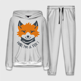 Женский костюм 3D (с толстовкой) с принтом Hello Fox в Новосибирске,  |  | cute | fox | foxes | ginger | hello | tail | забавная | лис | лиса | лисица | лисицы | лисичка | лисички | лисы | милая | привет | рыжая | рыжие | смешная | фыр | хвост | хвосты