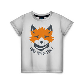 Детская футболка 3D с принтом Hello Fox в Новосибирске, 100% гипоаллергенный полиэфир | прямой крой, круглый вырез горловины, длина до линии бедер, чуть спущенное плечо, ткань немного тянется | cute | fox | foxes | ginger | hello | tail | забавная | лис | лиса | лисица | лисицы | лисичка | лисички | лисы | милая | привет | рыжая | рыжие | смешная | фыр | хвост | хвосты
