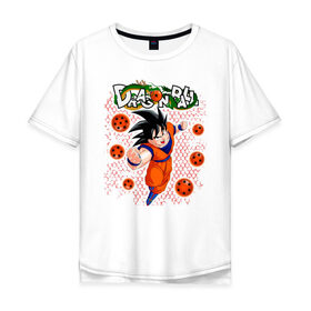 Мужская футболка хлопок Oversize с принтом Dragon Ball Son Goku в Новосибирске, 100% хлопок | свободный крой, круглый ворот, “спинка” длиннее передней части | 