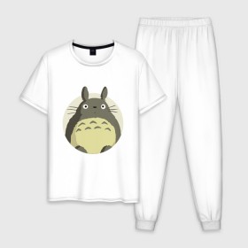 Мужская пижама хлопок с принтом Totoro в Новосибирске, 100% хлопок | брюки и футболка прямого кроя, без карманов, на брюках мягкая резинка на поясе и по низу штанин
 | forest | friend | ghibli | japan | keeper | nature | neigbor | neighbour | totoro | анимация | аниме | гибли | дерево | друг | животные | лес | любовь | милый | мир | миядзаки | мульт | мультфильм | природа | сосед | тоторо | хранитель
