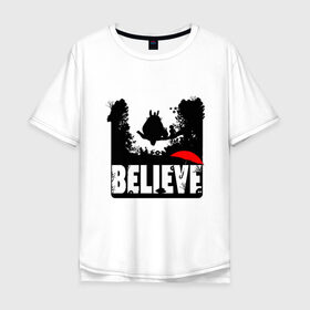 Мужская футболка хлопок Oversize с принтом Believe in Totoro в Новосибирске, 100% хлопок | свободный крой, круглый ворот, “спинка” длиннее передней части | forest | friend | ghibli | japan | keeper | nature | neigbor | neighbour | totoro | анимация | аниме | гибли | дерево | друг | животные | лес | любовь | милый | мир | миядзаки | мульт | мультфильм | природа | сосед | тоторо | хранитель