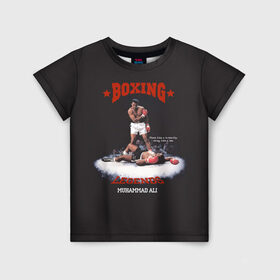 Детская футболка 3D с принтом Мухамед Али в Новосибирске, 100% гипоаллергенный полиэфир | прямой крой, круглый вырез горловины, длина до линии бедер, чуть спущенное плечо, ткань немного тянется | Тематика изображения на принте: boxing | muhammad ali | sport | бокс | боксер | легенда | мухамед али | спорт