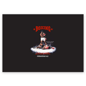 Поздравительная открытка с принтом Мухамед Али в Новосибирске, 100% бумага | плотность бумаги 280 г/м2, матовая, на обратной стороне линовка и место для марки
 | Тематика изображения на принте: boxing | muhammad ali | sport | бокс | боксер | легенда | мухамед али | спорт