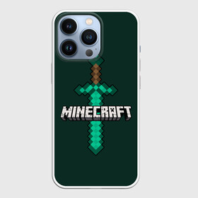 Чехол для iPhone 13 Pro с принтом Меч Minecraft в Новосибирске,  |  | Тематика изображения на принте: craft | creeper | enderman | mine | minecraft | miner | online | skeleton | sword | tnt | world | zombie | динамит | зомби | игра | игры | кирка | крипер | майнер | майнкрафт | меч | мир | онлайн | скелетон