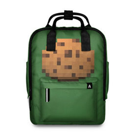 Женский рюкзак 3D с принтом Minecraft Печенька в Новосибирске, 100% полиэстер | лямки с регулируемой длиной, сверху ручки, чтобы рюкзак нести как сумку. Основное отделение закрывается на молнию, как и внешний карман. Внутри два дополнительных кармана, один из которых закрывается на молнию. По бокам два дополнительных кармашка, куда поместится маленькая бутылочка
 | cookies | craft | creeper | mine | minecraft | miner | online | skeleton | sword | tnt | world | zombie | зомби | игра | игры | кирка | крипер | майнер | майнкрафт | меч | мир | онлайн | печенье | печенька | скелетон