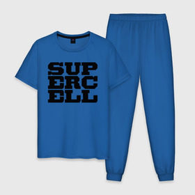Мужская пижама хлопок с принтом SUPERCELL в Новосибирске, 100% хлопок | брюки и футболка прямого кроя, без карманов, на брюках мягкая резинка на поясе и по низу штанин
 | supercell | игра | клеш | клэш | суперселл