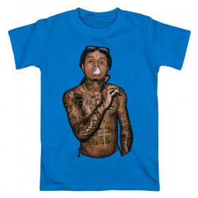 Мужская футболка хлопок с принтом Lil Wayne в Новосибирске, 100% хлопок | прямой крой, круглый вырез горловины, длина до линии бедер, слегка спущенное плечо. | hip hop | крест | музыка | наколки | очки | тёмный | хип хоп