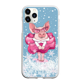 Чехол для iPhone 11 Pro матовый с принтом Свинка в розовом в Новосибирске, Силикон |  | 2019 | год свиньи | милая свинка | новогодний подарок | новый год | новый год 2019 | подарок на новый год | прикольная свинка | свинка в розовом | свинья | символ 2019 года | снег | снежинки