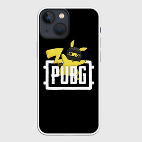 Чехол для iPhone 13 mini с принтом Pikachu PUBG в Новосибирске,  |  | battle | battlegrounds | chicken | dinner | game | games | player | playerunknowns | pubg | royale | unknown | winner | битва | игра | игрок | игры | королевская | курица | обед | пабг | победитель | сковорода | сковородка