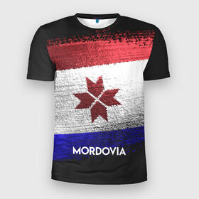 Мужская футболка 3D спортивная с принтом MORDOVIA(Мордовия) в Новосибирске, 100% полиэстер с улучшенными характеристиками | приталенный силуэт, круглая горловина, широкие плечи, сужается к линии бедра | urban | город | мир | мордовия | путешествие | символика | страны | флаг
