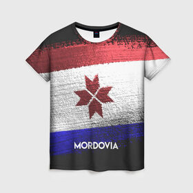 Женская футболка 3D с принтом MORDOVIA(Мордовия) в Новосибирске, 100% полиэфир ( синтетическое хлопкоподобное полотно) | прямой крой, круглый вырез горловины, длина до линии бедер | urban | город | мир | мордовия | путешествие | символика | страны | флаг