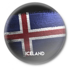 Значок с принтом Iceland(Исландия) в Новосибирске,  металл | круглая форма, металлическая застежка в виде булавки | Тематика изображения на принте: iceland | urban | город | мир | путешествие | символика | страны | флаг