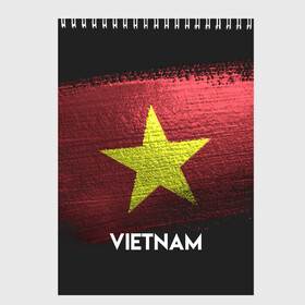 Скетчбук с принтом VIETNAM(Вьетнам) в Новосибирске, 100% бумага
 | 48 листов, плотность листов — 100 г/м2, плотность картонной обложки — 250 г/м2. Листы скреплены сверху удобной пружинной спиралью | urban | vietnam | город | мир | путешествие | символика | страны | флаг