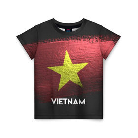 Детская футболка 3D с принтом VIETNAM(Вьетнам) в Новосибирске, 100% гипоаллергенный полиэфир | прямой крой, круглый вырез горловины, длина до линии бедер, чуть спущенное плечо, ткань немного тянется | urban | vietnam | город | мир | путешествие | символика | страны | флаг