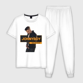 Мужская пижама хлопок с принтом Johnyboy в Новосибирске, 100% хлопок | брюки и футболка прямого кроя, без карманов, на брюках мягкая резинка на поясе и по низу штанин
 | johnyboy | джонибой | джонни бой
