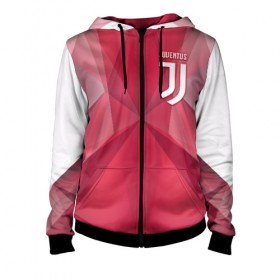 Женская толстовка 3D на молнии с принтом Juventus new uniform в Новосибирске, 100% полиэстер | длина до линии бедра, манжеты и пояс оформлены мягкой тканевой резинкой, двухслойный капюшон со шнурком для регулировки, спереди молния, по бокам два кармана | 