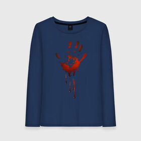 Женский лонгслив хлопок с принтом Отпечаток руки в Новосибирске, 100% хлопок |  | halloween | костюм на хэллоуин | кровавая рука | кровавый отпечаток | кровь | рисунок кровью | футболка для хэллоуина | хэллоуин