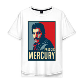Мужская футболка хлопок Oversize с принтом Freddie Mercury в Новосибирске, 100% хлопок | свободный крой, круглый ворот, “спинка” длиннее передней части | freddie mercury | queen | фредди меркьюри