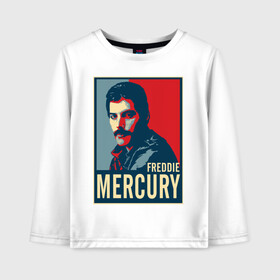 Детский лонгслив хлопок с принтом Freddie Mercury в Новосибирске, 100% хлопок | круглый вырез горловины, полуприлегающий силуэт, длина до линии бедер | freddie mercury | queen | фредди меркьюри