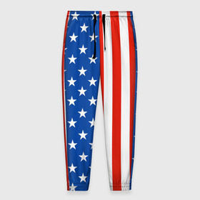 Мужские брюки 3D с принтом Американский Флаг в Новосибирске, 100% полиэстер | манжеты по низу, эластичный пояс регулируется шнурком, по бокам два кармана без застежек, внутренняя часть кармана из мелкой сетки | америка | вашингтон | звезды | патриот | сша | трамп | триколор