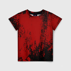 Детская футболка 3D с принтом Red blood в Новосибирске, 100% гипоаллергенный полиэфир | прямой крой, круглый вырез горловины, длина до линии бедер, чуть спущенное плечо, ткань немного тянется | Тематика изображения на принте: halloween | брызги красок | брызги крови | картина кровью | красные пятна | кровавая абстракция | кровавые пятна | кровь | пятна краски