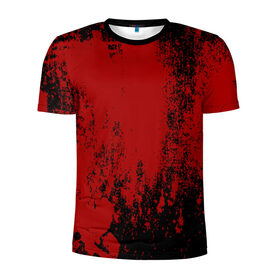 Мужская футболка 3D спортивная с принтом Red blood в Новосибирске, 100% полиэстер с улучшенными характеристиками | приталенный силуэт, круглая горловина, широкие плечи, сужается к линии бедра | halloween | брызги красок | брызги крови | картина кровью | красные пятна | кровавая абстракция | кровавые пятна | кровь | пятна краски