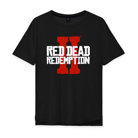 Мужская футболка хлопок Oversize с принтом RDR2 в Новосибирске, 100% хлопок | свободный крой, круглый ворот, “спинка” длиннее передней части | gamer | gun | logo | play | player | rdr2 | red dead redemption 2 | rockstar | western | вестерн | ковбои | компьютерные игры 2019 | криминал | лого | рокстар