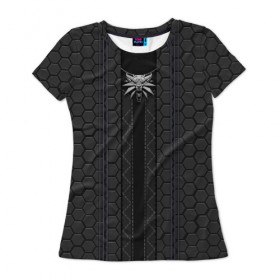 Женская футболка 3D с принтом ВЕДЬМАК 2077 (НА СПИНЕ) в Новосибирске, 100% полиэфир ( синтетическое хлопкоподобное полотно) | прямой крой, круглый вырез горловины, длина до линии бедер | 