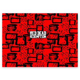 Поздравительная открытка с принтом red dead redemption 2 в Новосибирске, 100% бумага | плотность бумаги 280 г/м2, матовая, на обратной стороне линовка и место для марки
 | game | red dead | red dead redemption 2 | redemption 2 | rockstar games | бандиты | дикий запад | игры | ковбои | оружие