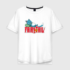Мужская футболка хлопок Oversize с принтом Fairy Tail в Новосибирске, 100% хлопок | свободный крой, круглый ворот, “спинка” длиннее передней части | anime | cat | fairy tail | happy | аниме | животные | кот | сёнэн | хвост феи | хэппи