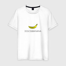 Мужская футболка хлопок с принтом dolce&banana в Новосибирске, 100% хлопок | прямой крой, круглый вырез горловины, длина до линии бедер, слегка спущенное плечо. | dg | dolcegabbana