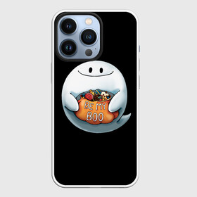 Чехол для iPhone 13 Pro с принтом Be my Boo в Новосибирске,  |  | Тематика изображения на принте: candy | deliciouse | ghost | halloween | night | pumpkin | spirit | treat | trick | вкусняшки | гадость | дух | конфеты | ночь | приведение | призрак | сладости | тыква | хеллоуин | хэллоуин