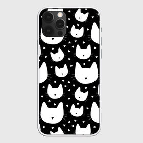 Чехол для iPhone 12 Pro Max с принтом Love Cats Pattern в Новосибирске, Силикон |  | Тематика изображения на принте: белый | кот | котенок | котэ | котя | котята | кошка | любовь | мимими | паттерн | сердечки | сердце | силуэт | черный | я люблю кошек