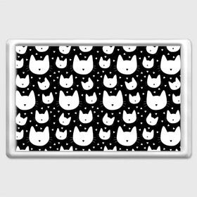 Магнит 45*70 с принтом Love Cats Pattern в Новосибирске, Пластик | Размер: 78*52 мм; Размер печати: 70*45 | Тематика изображения на принте: белый | кот | котенок | котэ | котя | котята | кошка | любовь | мимими | паттерн | сердечки | сердце | силуэт | черный | я люблю кошек