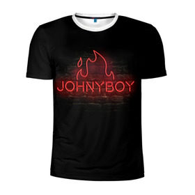 Мужская футболка 3D спортивная с принтом Johnyboy в Новосибирске, 100% полиэстер с улучшенными характеристиками | приталенный силуэт, круглая горловина, широкие плечи, сужается к линии бедра | johnyboy | денис василенко | джонибой
