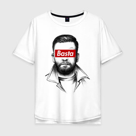 Мужская футболка хлопок Oversize с принтом Basta в Новосибирске, 100% хлопок | свободный крой, круглый ворот, “спинка” длиннее передней части | gazgolder | баста | газголдер | сансара
