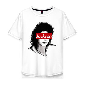 Мужская футболка хлопок Oversize с принтом Michael Jackson в Новосибирске, 100% хлопок | свободный крой, круглый ворот, “спинка” длиннее передней части | jackson | michael | джексон | майкл