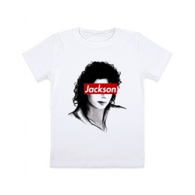 Детская футболка хлопок с принтом Michael Jackson в Новосибирске, 100% хлопок | круглый вырез горловины, полуприлегающий силуэт, длина до линии бедер | jackson | michael | джексон | майкл