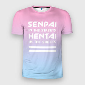 Мужская футболка 3D спортивная с принтом Senpai in the streets в Новосибирске, 100% полиэстер с улучшенными характеристиками | приталенный силуэт, круглая горловина, широкие плечи, сужается к линии бедра | ahegao | kawaii | lips | o face | senpai | аниме | ахегао | семпай | сенпай
