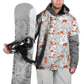Накидка на куртку 3D с принтом Лисички в зимнем лесу в Новосибирске, 100% полиэстер |  | 