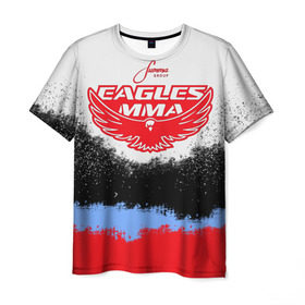 Мужская футболка 3D с принтом Eagles MMA в Новосибирске, 100% полиэфир | прямой крой, круглый вырез горловины, длина до линии бедер | khabib | ufc | борьба | грепплинг | дагестан | дзюдо | нурмагомедов | орёл | самбо | хабиб