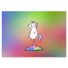 Поздравительная открытка с принтом Единорог на Старте в Новосибирске, 100% бумага | плотность бумаги 280 г/м2, матовая, на обратной стороне линовка и место для марки
 | corn | horse | magic | rainbow | unicorn | unicorns | волшебство | единорог | единороги | животное | лошадка | лошадь | магия | пони | радуга | рог | рога | сказка