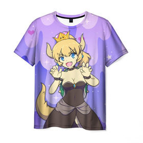 Мужская футболка 3D с принтом Bowsette в Новосибирске, 100% полиэфир | прямой крой, круглый вырез горловины, длина до линии бедер | боузета | боузетта | марио