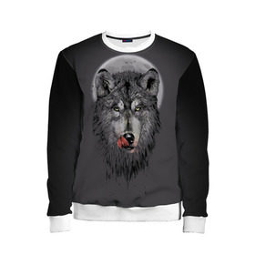 Детский свитшот 3D с принтом Волк Облизывается в Новосибирске, 100% полиэстер | свободная посадка, прямой крой, мягкая тканевая резинка на рукавах и понизу свитшота | forest | grey | moon | werewolf | werewolfs | white | wolf | wolfs | белый | волк | волки | волчата | волченок | волчица | волчицы | лес | луна | оборотень | оборотни | серый | язык