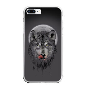 Чехол для iPhone 7Plus/8 Plus матовый с принтом Волк Облизывается в Новосибирске, Силикон | Область печати: задняя сторона чехла, без боковых панелей | forest | grey | moon | werewolf | werewolfs | white | wolf | wolfs | белый | волк | волки | волчата | волченок | волчица | волчицы | лес | луна | оборотень | оборотни | серый | язык