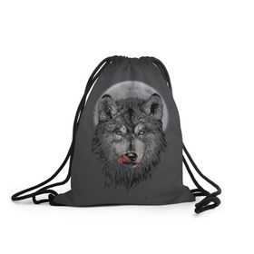 Рюкзак-мешок 3D с принтом Волк Облизывается в Новосибирске, 100% полиэстер | плотность ткани — 200 г/м2, размер — 35 х 45 см; лямки — толстые шнурки, застежка на шнуровке, без карманов и подкладки | forest | grey | moon | werewolf | werewolfs | white | wolf | wolfs | белый | волк | волки | волчата | волченок | волчица | волчицы | лес | луна | оборотень | оборотни | серый | язык