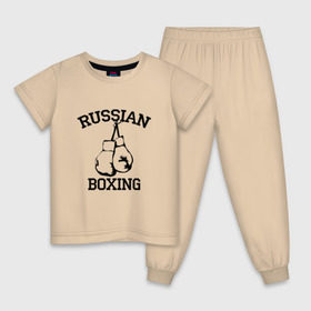 Детская пижама хлопок с принтом RUSSIAN BOXING в Новосибирске, 100% хлопок |  брюки и футболка прямого кроя, без карманов, на брюках мягкая резинка на поясе и по низу штанин
 | 