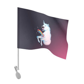 Флаг для автомобиля с принтом Чужой Единорог в Новосибирске, 100% полиэстер | Размер: 30*21 см | alien | corn | horse | magic | movie | predator | rainbow | unicorn | unicorns | волшебство | единорог | единороги | животное | лошадка | лошадь | магия | пони | радуга | рог | рога | сказка | фильм | хищник | чужой