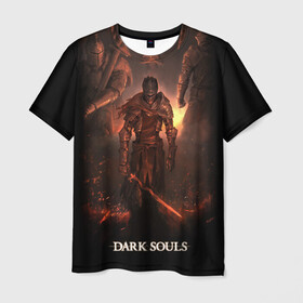 Мужская футболка 3D с принтом Dark Souls в Новосибирске, 100% полиэфир | прямой крой, круглый вырез горловины, длина до линии бедер | 3 | dark | darksouls | praise | soul | souls | the sun | дарк | души | мертвец | рыцарь | соул | соулс | тёмные